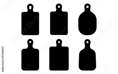 Set of six cutting board silhouettes in various shapes