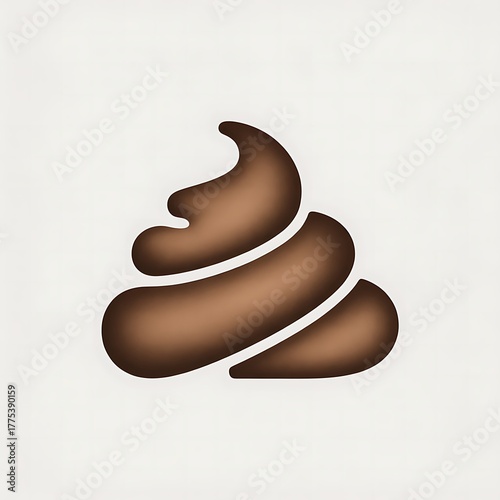 Brown pile of poop emoji on clean white background design element