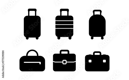 Minimalist luggage and bag icons: travel silhouettes for modern design projects