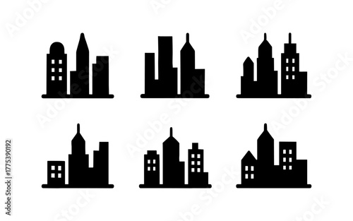 Minimalist cityscape silhouettes: urban building designs for modern projects