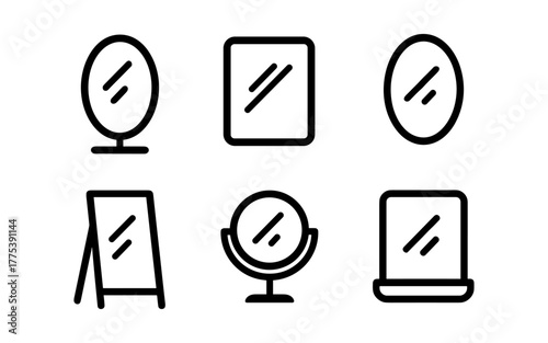 Collection of minimalist mirror icons in linear style