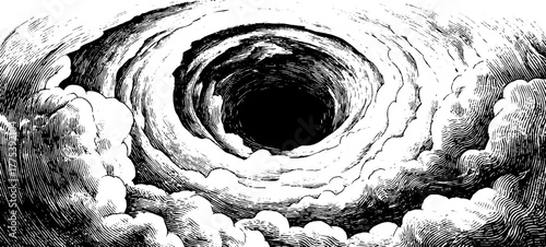 Vintage spiral pattern vortex engraving for retro design and art projects