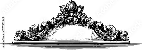 Victorian divider with curls and floral details for elegant retro design