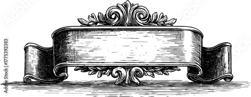 Vintage border design with scrolls and foliage for ornamental print or poster