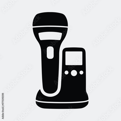 Silhouette handheld ultrasound device modern medical equipment Vector illustration