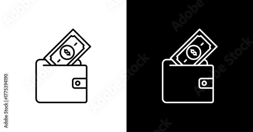 Wallet White Icon Set Design