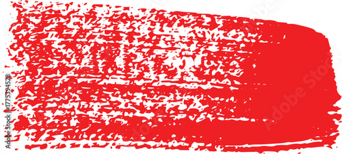 A bold red paint brush stroke with a textured effect, isolated on a clean white background, showcasing a vibrant and energetic artistic expression