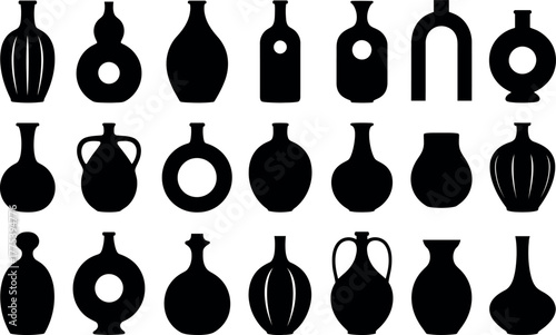 Collection of vase silhouettes in varying shapes and styles design elements