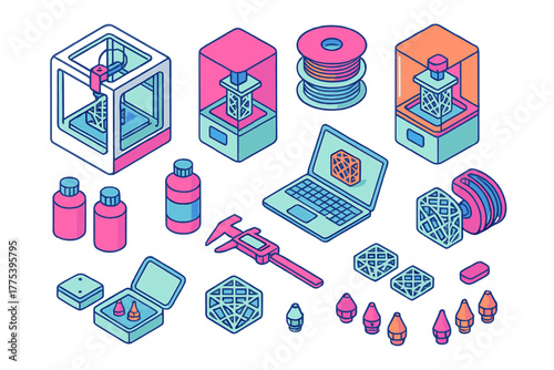 Isometric 3D printing equipment, materials, and tools for additive manufacturing technology