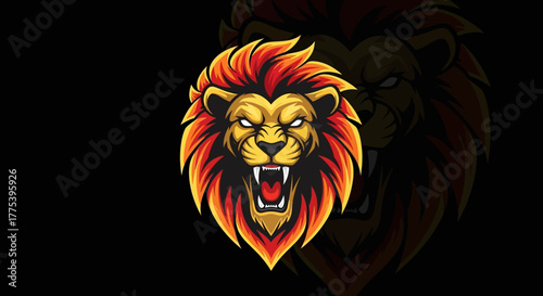 Roaring lion head logo design perfect for esports, gaming, sports teams, and brand identity projects, evoking power