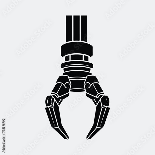 Silhouette industrial robot claw crane machinery manipulator Vector illustration