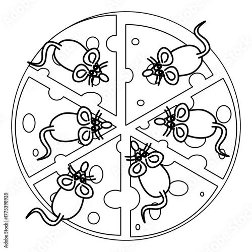 vector illustration of mice and cheese