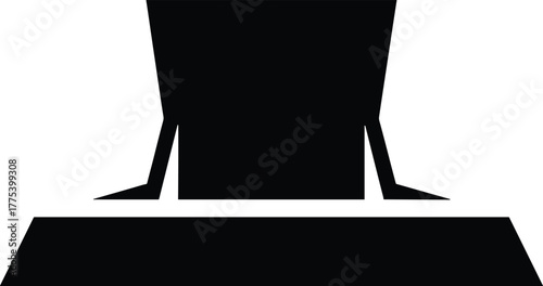 Black silhouette of a stamp on a white background stamp, rubber stamp, ink stamp, contract, post, vintage, classic, handle, verification, archive, graphic, signature, minimalist, seal, abstract, autho