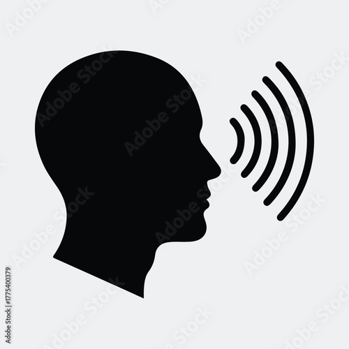 Silhouette of a head emitting radio waves concept Vector illustration