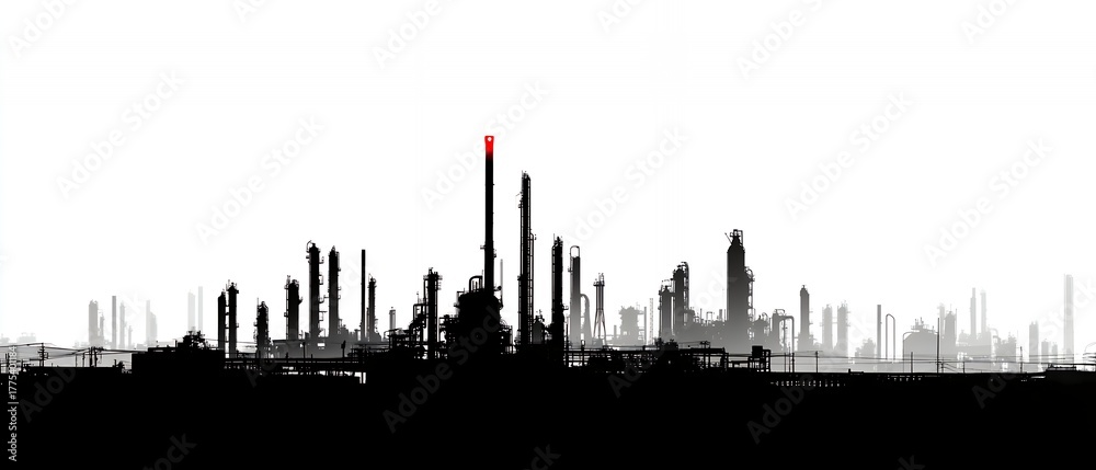 Fototapeta premium silhouette of industrial plant against bright sky