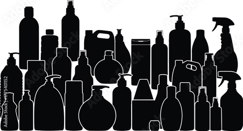 Various liquid container silhouettes display different shapes and sizes against a transparent background