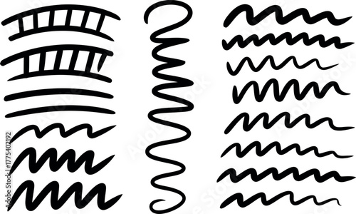 Hand Drawn Line Strokes Collection Vector Design Element Set Various Styles