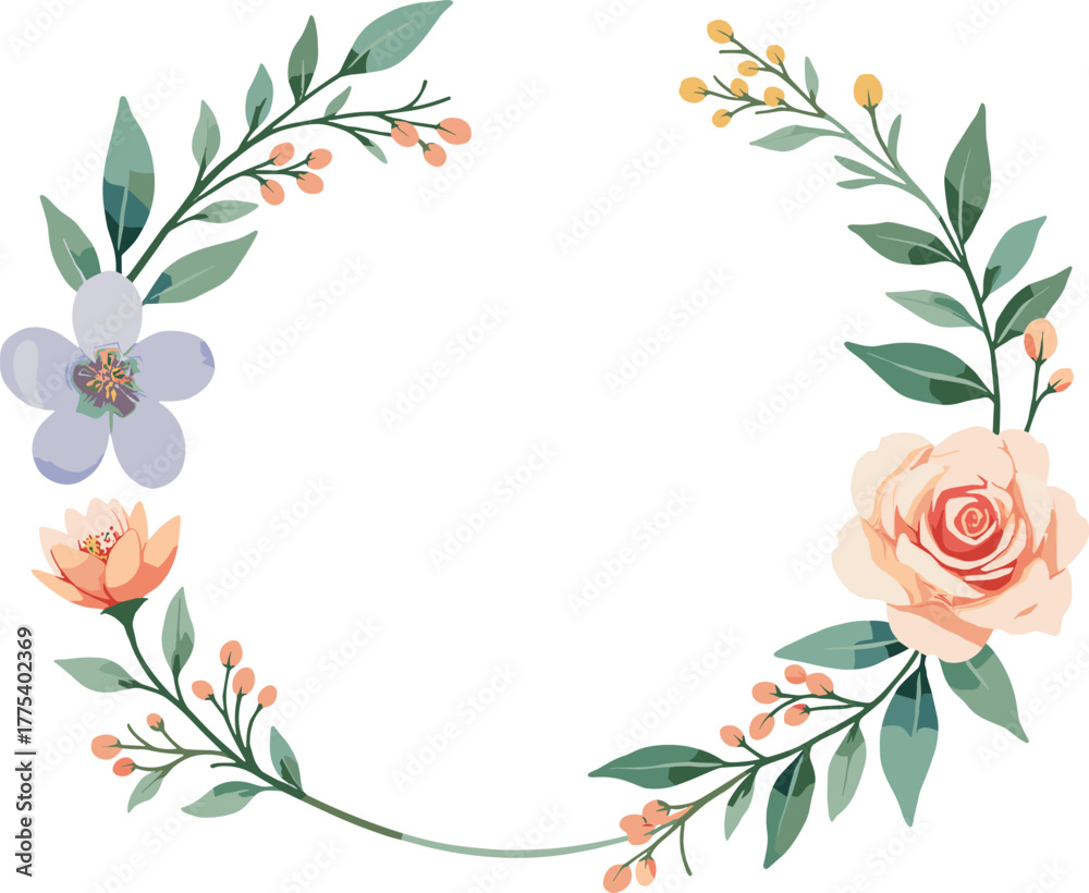 Fototapeta premium Elegant Watercolor Floral Wreaths