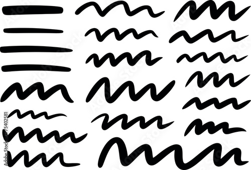 Hand drawn marker strokes and scribbles vector design elements collection