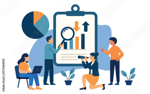 Dynamic business team analyzing financial growth charts and strategic planning for success, driving innovation and insightful data analysis for corporate rise