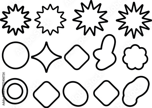 Set of Simple Geometric Shapes Collection in Black and White Style