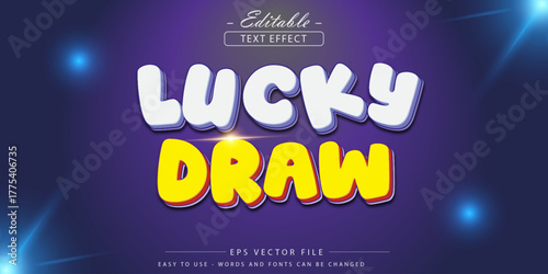 Lucky Draw: Bright 3 D Cartoon Text Logo For Lottery Game And Prizes Effects Vibrant Branding
