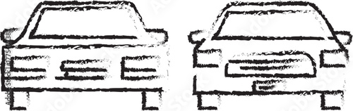 Sketch of Rear View of Two Cars: Automotive Design, Vehicle Illustration, Transportation Art, Black and White Drawing, Car Sketch