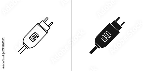 Icon of an electrical plug, line art and silhouette