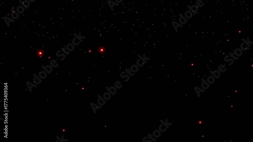 The seamless loop animation of fire sparks on black background created by 3D modeling.
