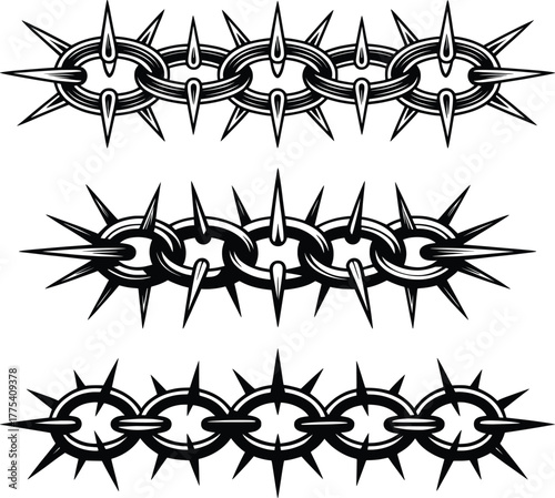 Spiked Chain Border Vector Design Illustration.