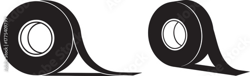 Two rolls of black tape in silhouette