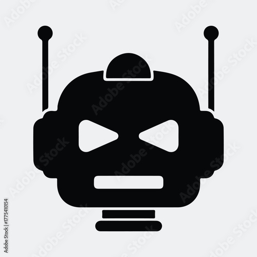 Silhouette robot head futuristic technology artificial intelligence concept Vector illustration