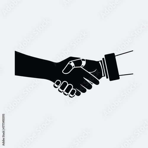 Silhouette robotic handshake symbolizes collaboration and agreement vector illustration