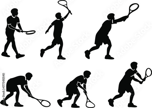 Dynamic silhouette of squash players in action, powerful sports imagery, perfect for athletic campaigns or fitness promotions emphasizing skill and agility