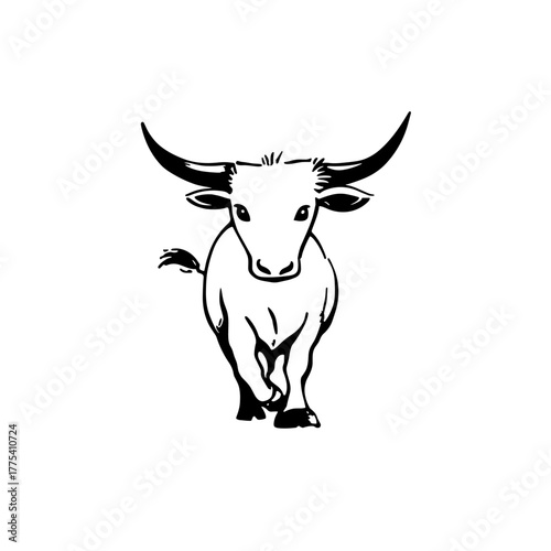 cattle. cattle simple black and white line art vector logo
