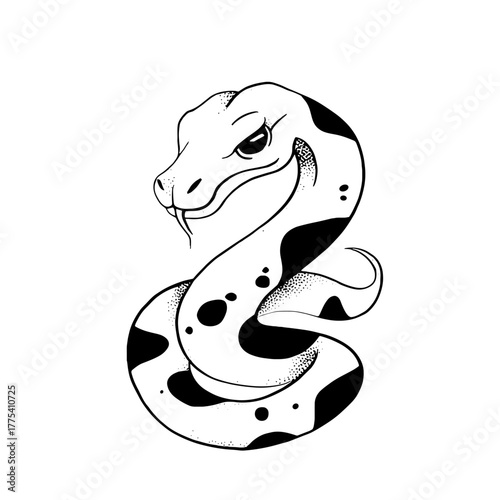 Boa Constrictor. Boa Constrictor simple black and white line art vector logo