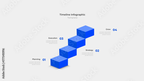 4 Steps Isometric Stairs Timeline Infographic Template