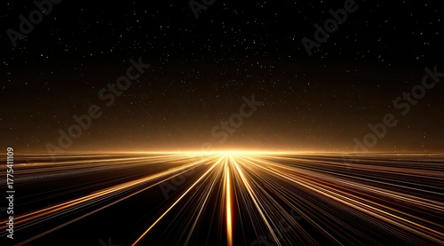 Golden light streaks across a dark, starlit expanse