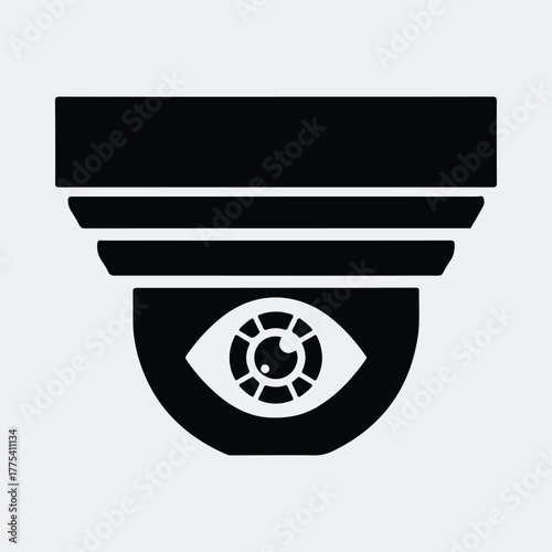 Silhouette security camera with eye futuristic surveillance system Vector illustration