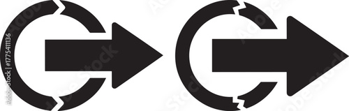 Two black arrows pointing right in circular frames silhouette