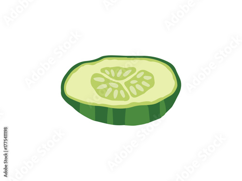 Cucumber Sliced Clip Art Illustration
