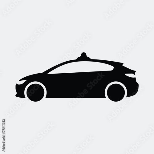 Silhouette self driving taxi car on white background Vector illustration