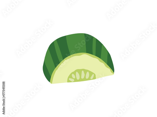 Cucumber Sliced Clip Art Illustration
