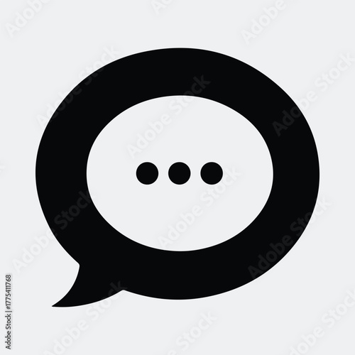 Silhouette speech bubble icon communication three dots vector illustration