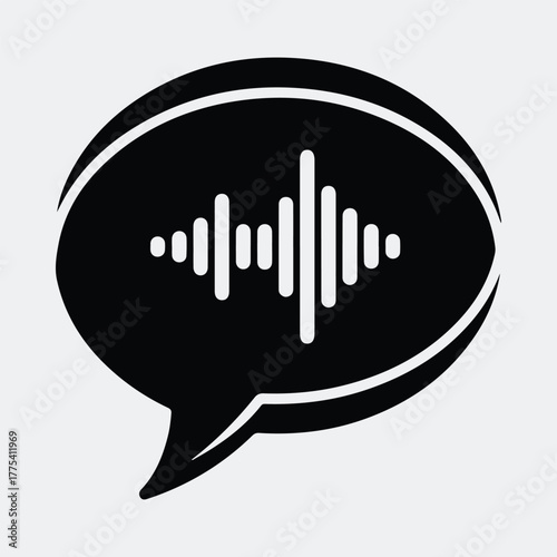 Silhouette speech bubble with sound wave communication Vector illustration