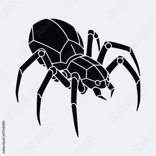 Silhouette spider with geometric pattern arachnid halloween spooky vector illustration