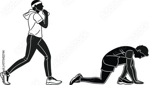 Dynamic vector graphic showcases fitness training workout routine with high energy, ideal for sports, health, and wellness marketing fitness illustrations