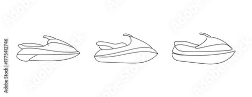 Dynamic jet ski line art designs showcasing watercraft movement and form