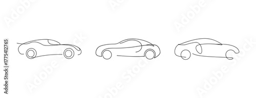 Three luxury sports cars illustrated sketch design renderings on white