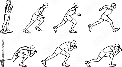 Dynamic runner sequence showing powerful movement and athletic form, perfect for sports training and fitness concepts originally a scalable vector graphic